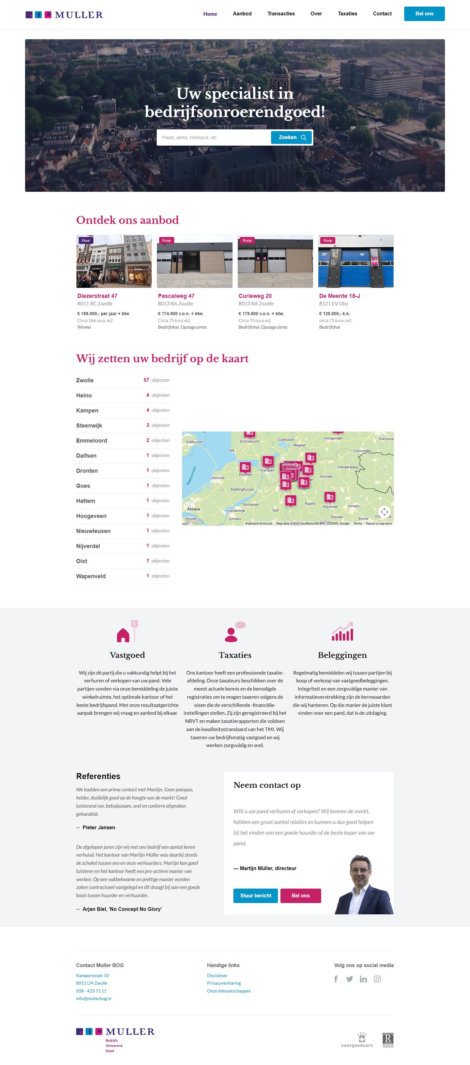 Screenshot van de website van www.mullerbog.nl