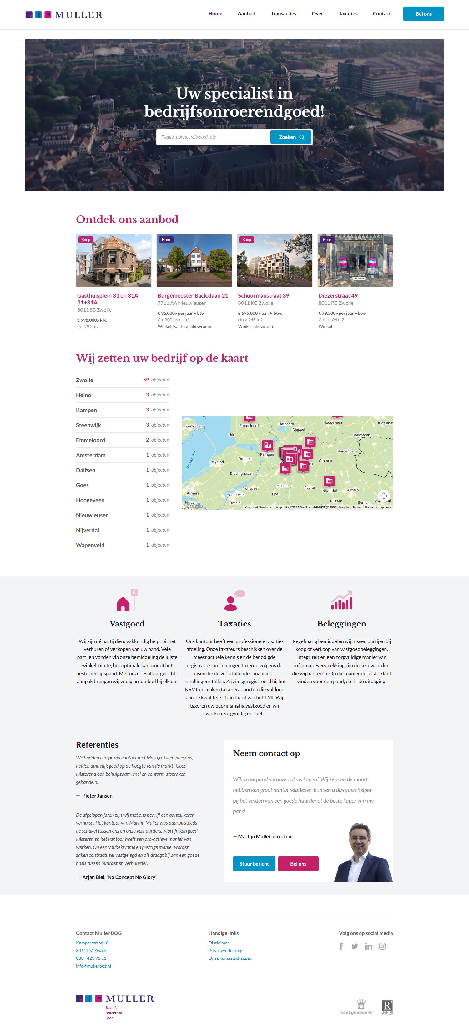 Screenshot van de website van mullerbog.nl