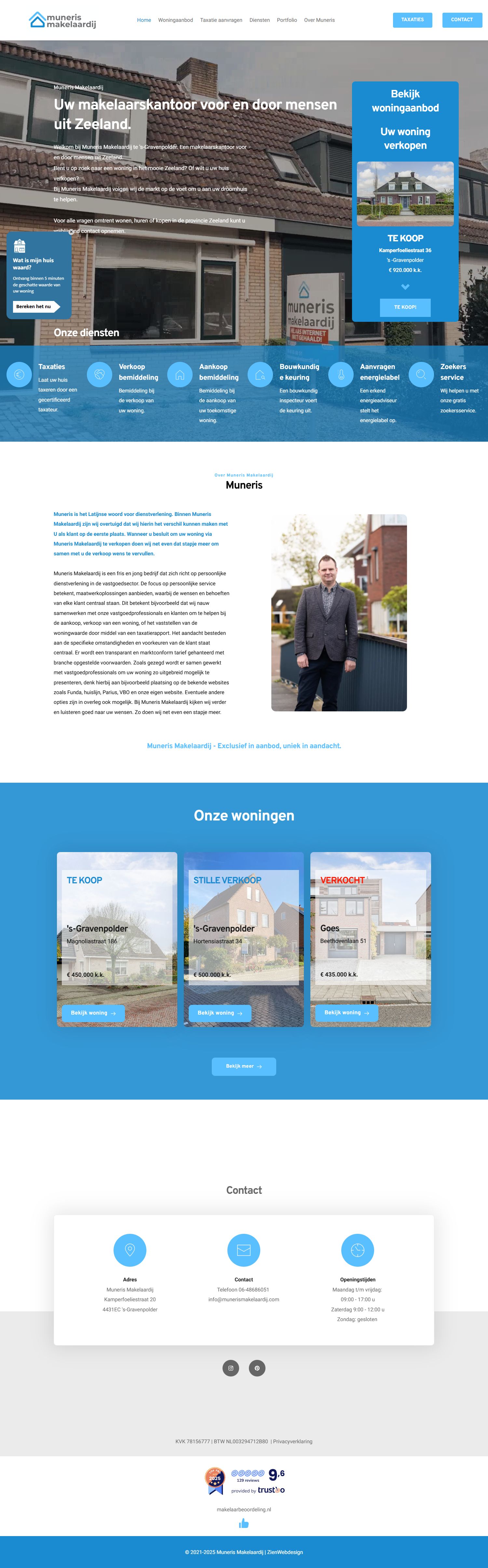 Screenshot of the website of www.munerismakelaardij.nl