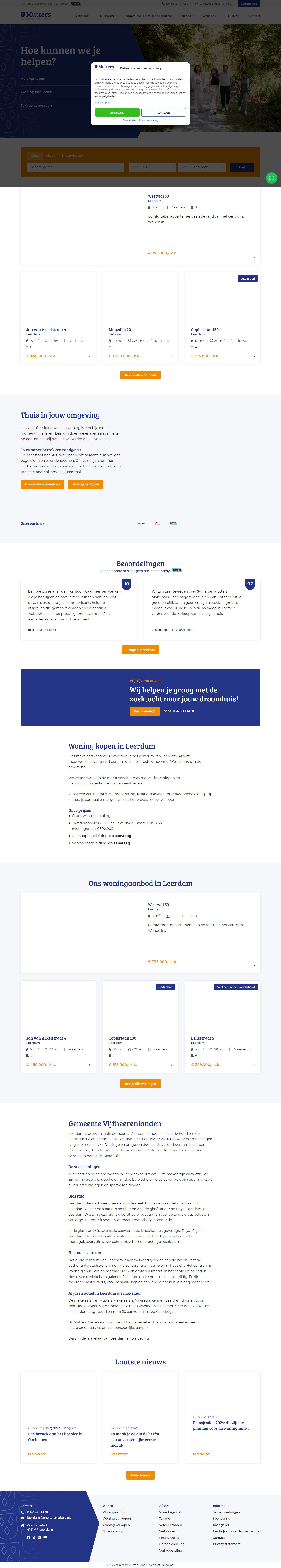 Screenshot van de website van www.muttersmakelaars.nl