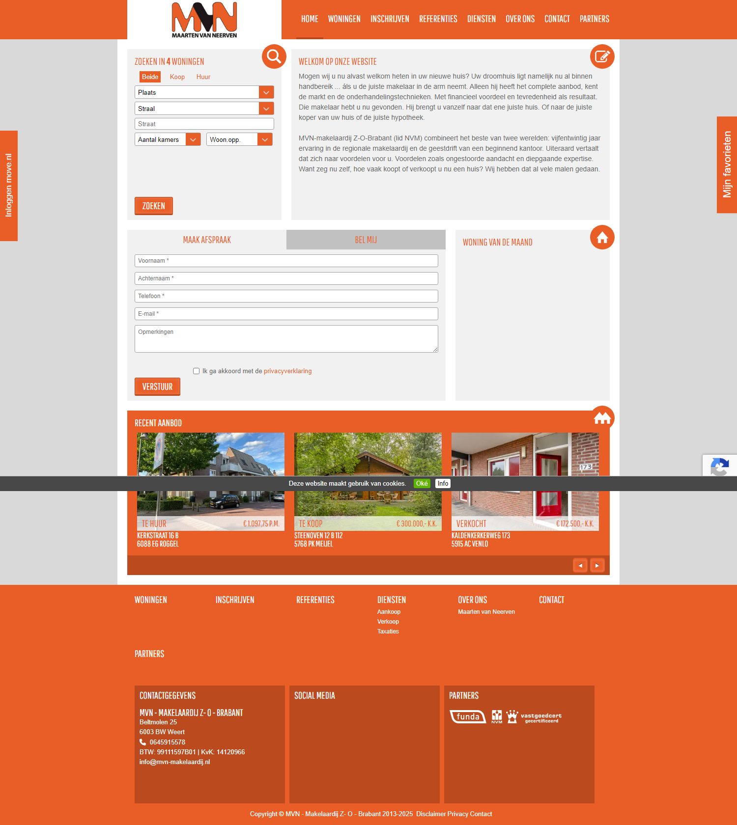 Screenshot van de website van www.mvn-makelaardij.nl