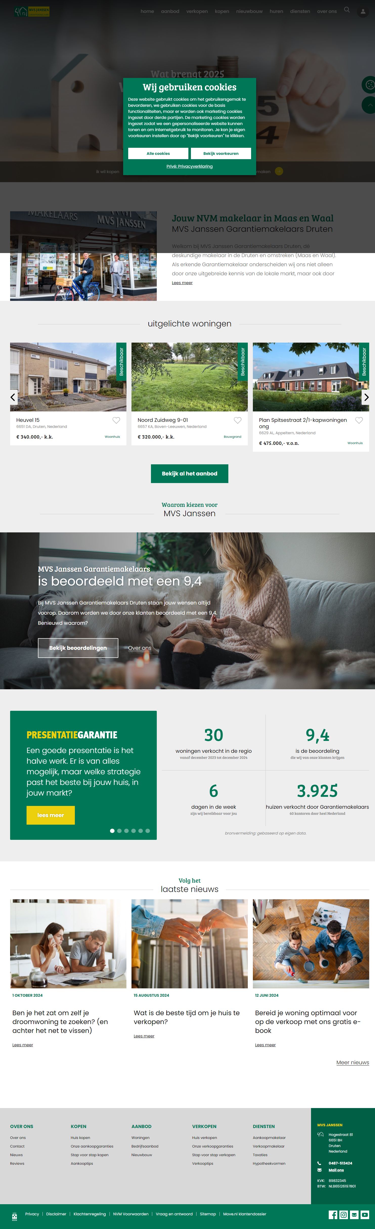 Screenshot van de website van www.mvsjanssen.nl