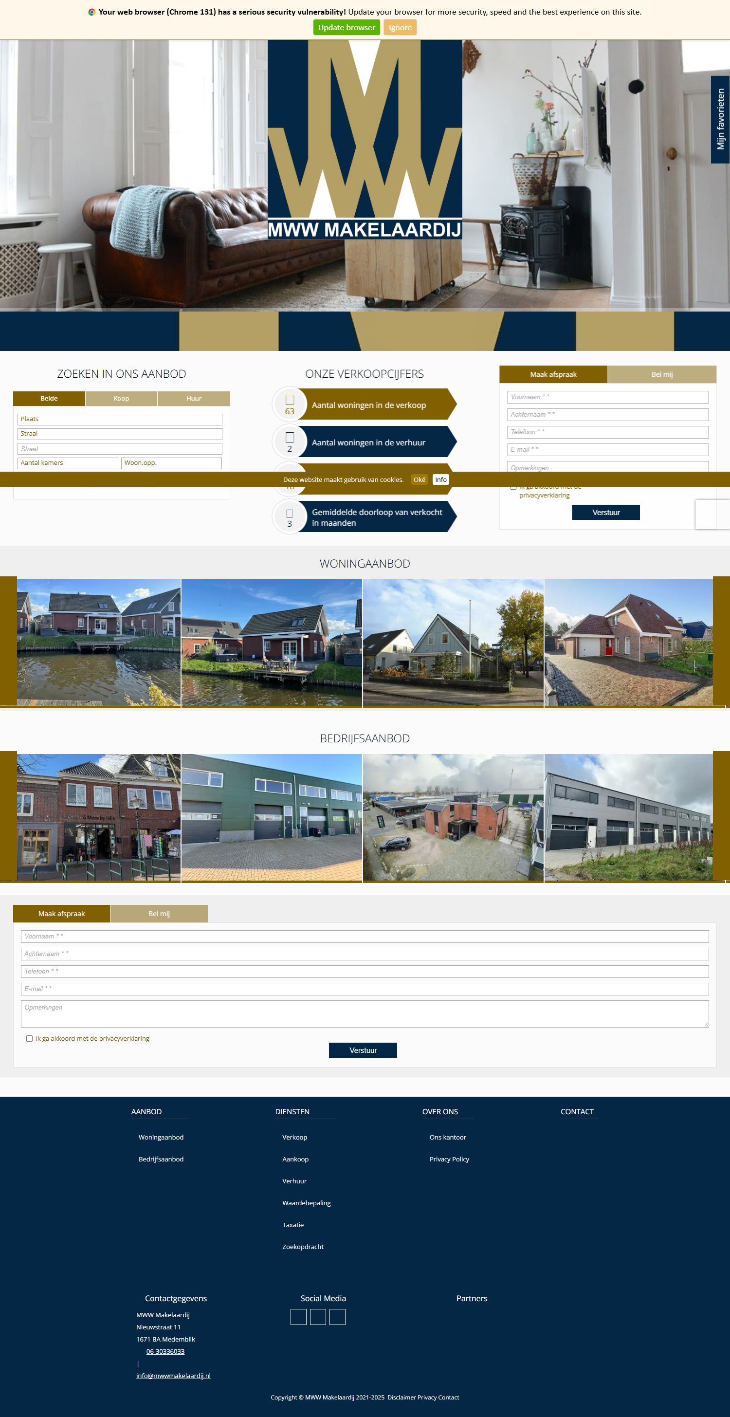 Screenshot of the website of www.mwwmakelaardij.nl