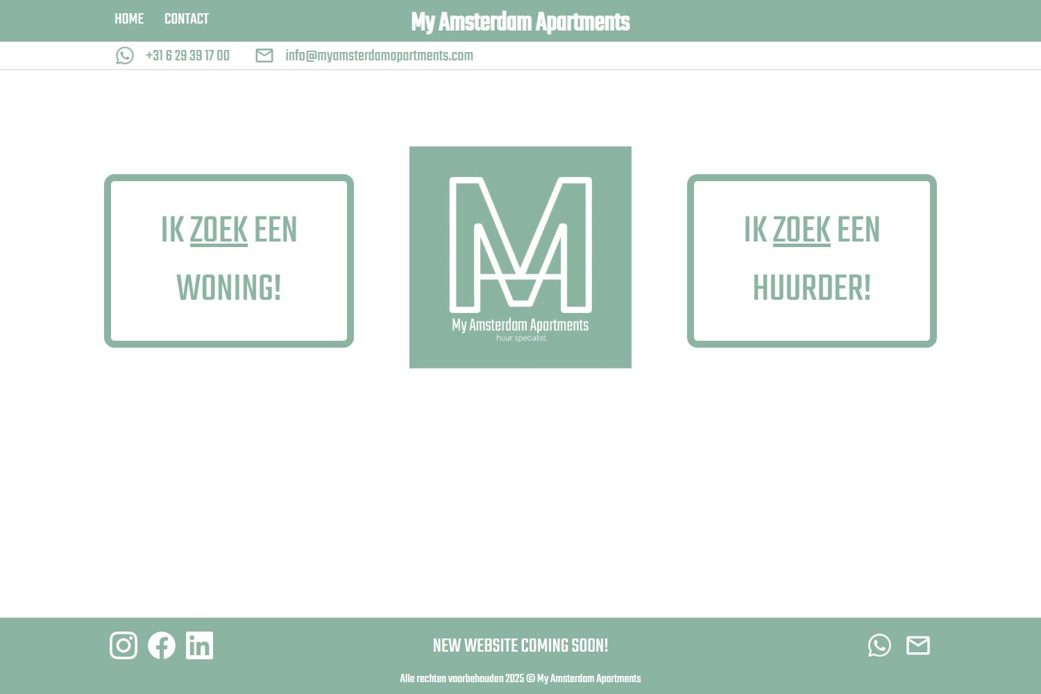 Screenshot van de website van www.myamsterdamapartments.com