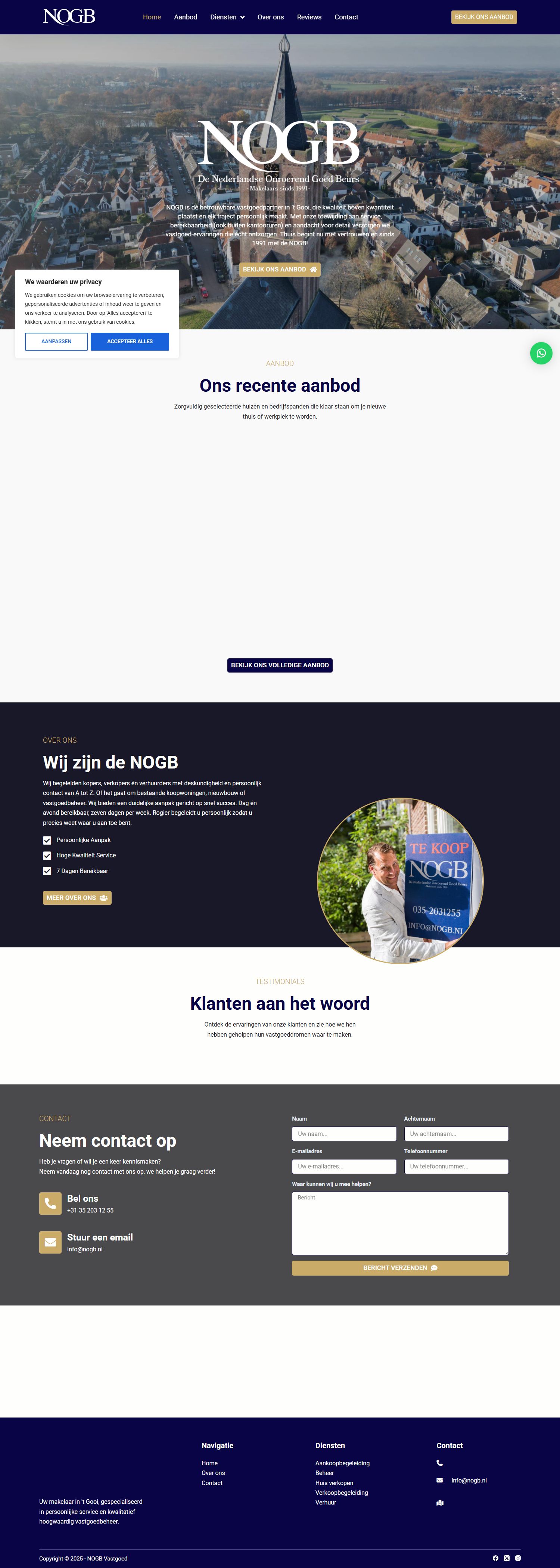 Screenshot of the website of www.nogb.nl