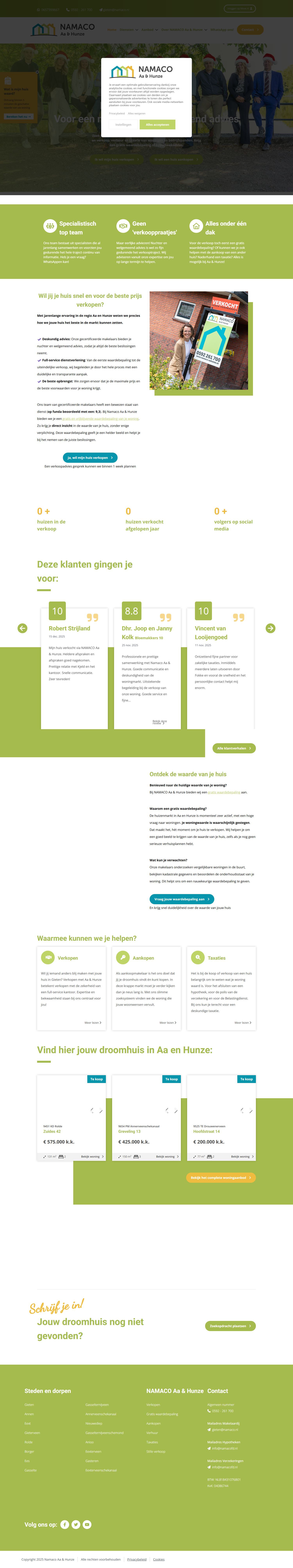 Screenshot of the website of www.namaco-aahunze.nl