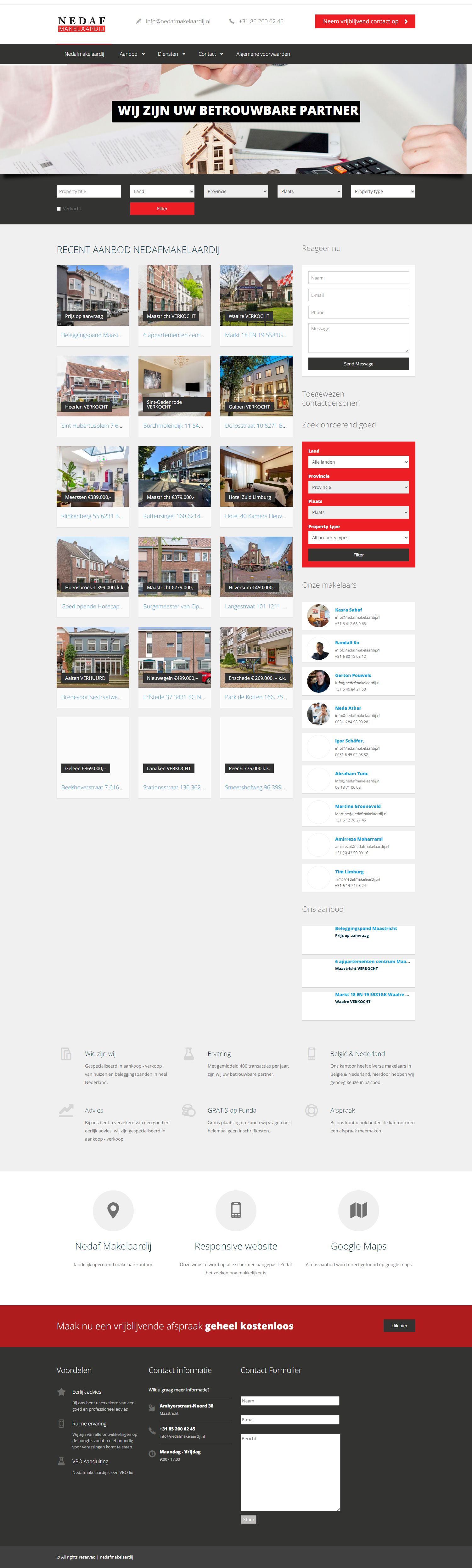 Screenshot van de website van www.nedafmakelaardij.nl