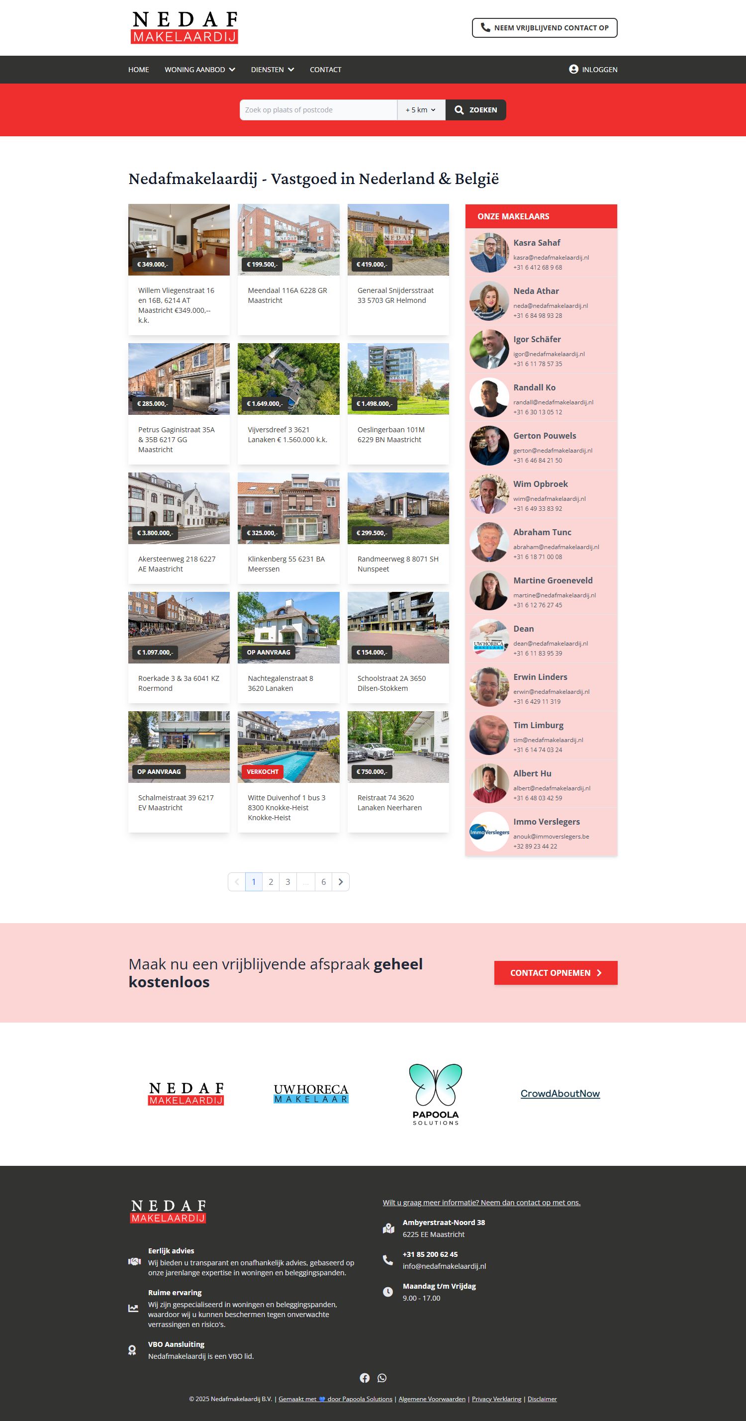 Capture d'écran du site web de www.nedafmakelaardij.nl