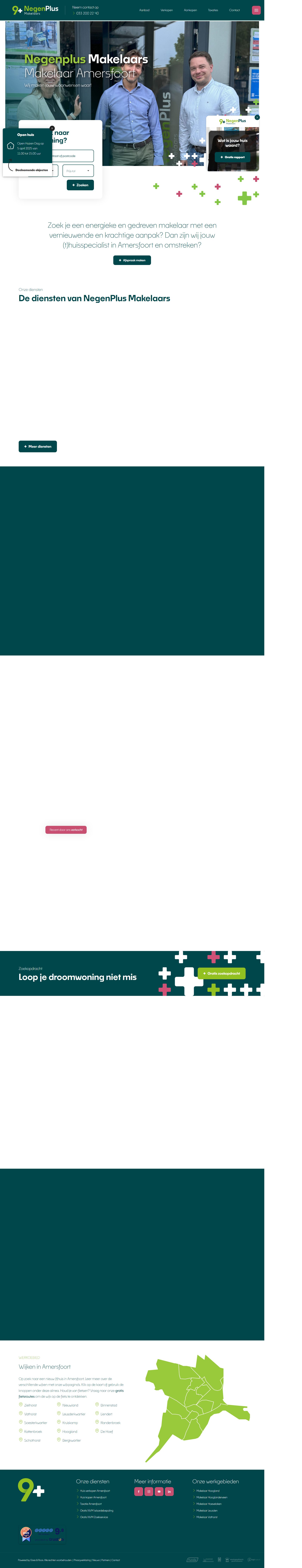 Screenshot der Website von www.negenplusmakelaars.nl