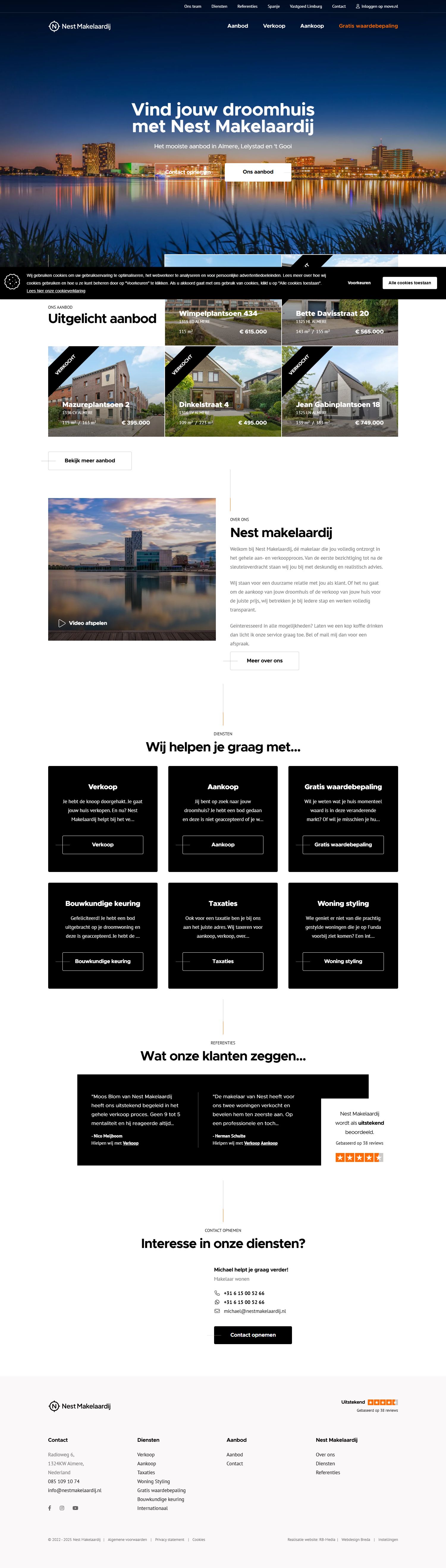 Capture d'écran du site web de nestmakelaardij.nl