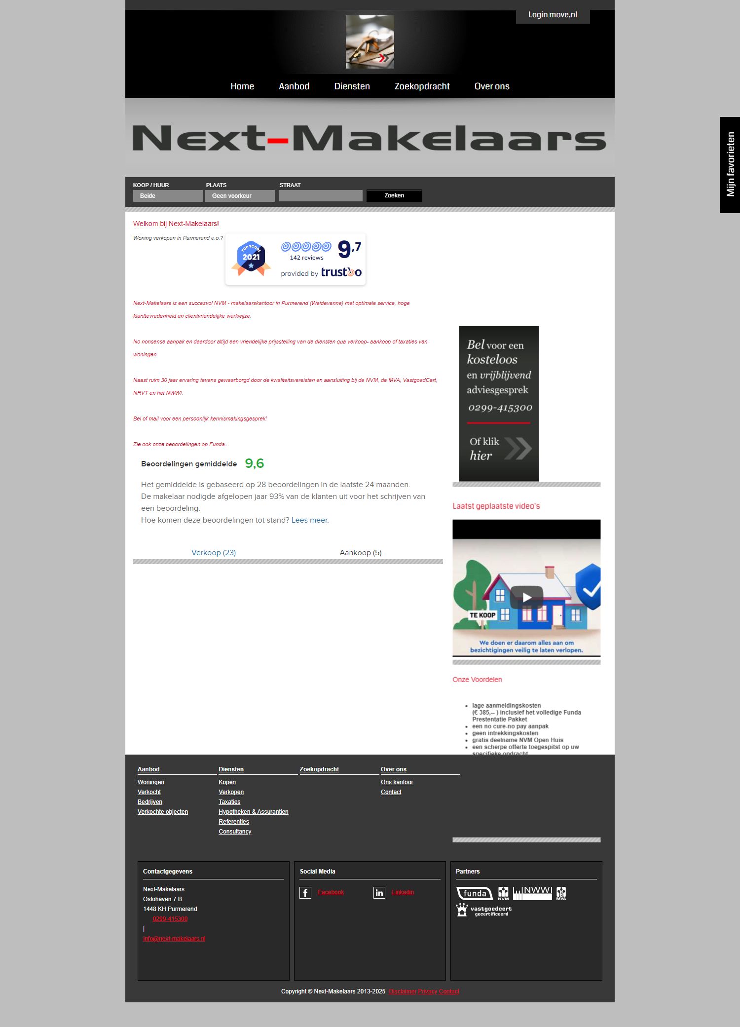 Screenshot van de website van www.next-makelaars.nl