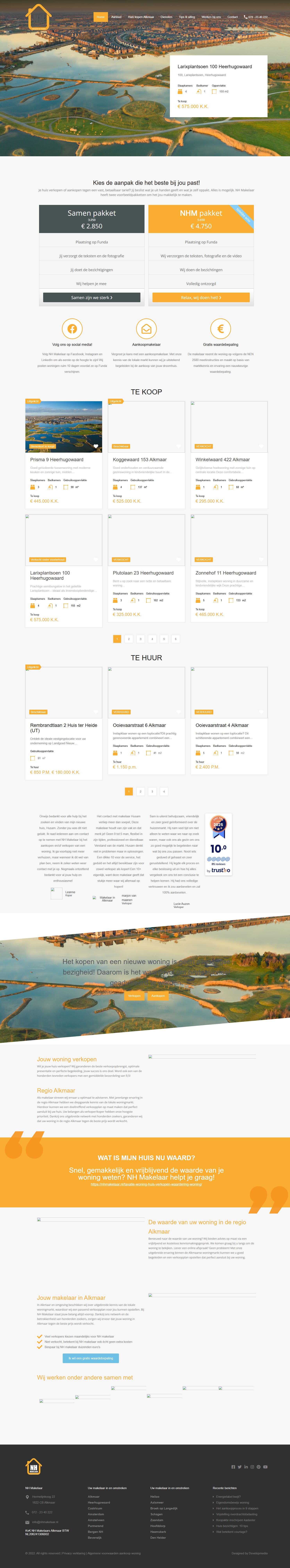 Screenshot of the website of www.nhmakelaar.nl