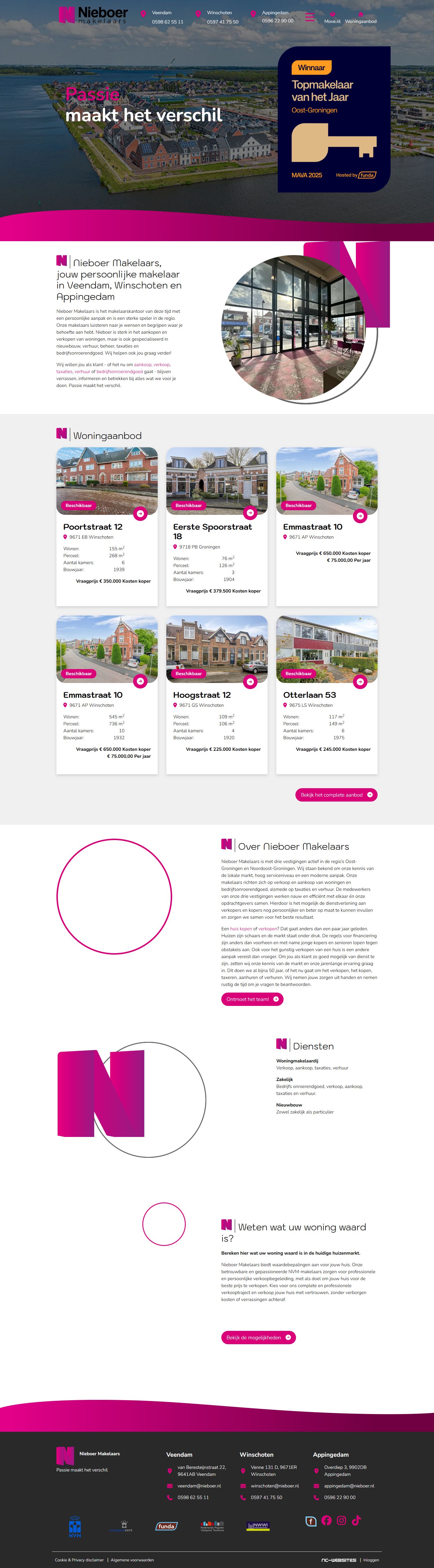 Capture d'écran du site web de www.nieboer.nl