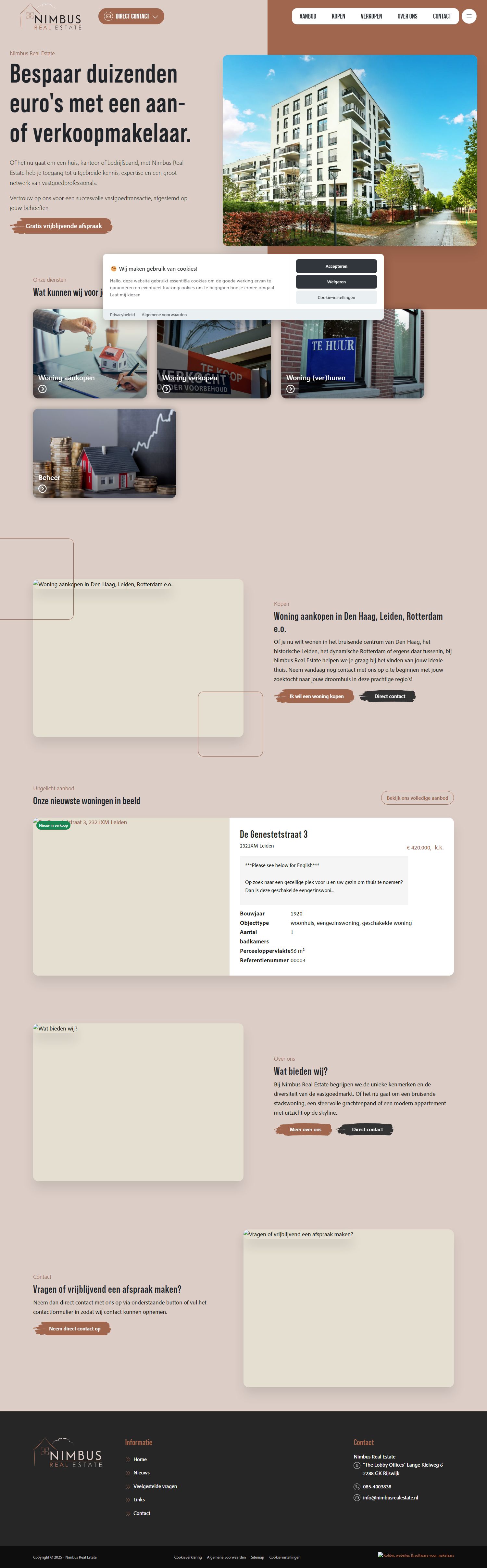 Screenshot van de website van www.nimbusrealestate.nl