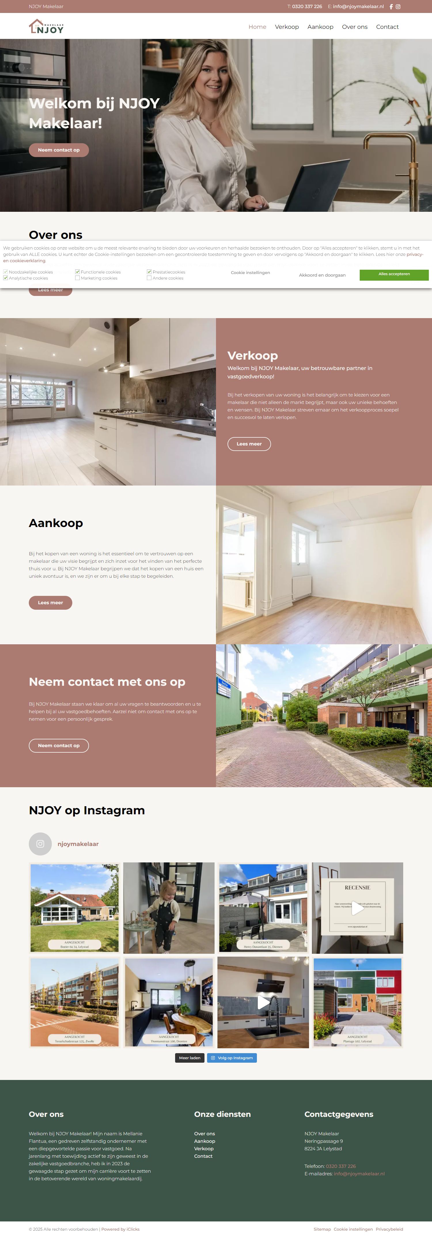 Screenshot van de website van njoymakelaar.nl