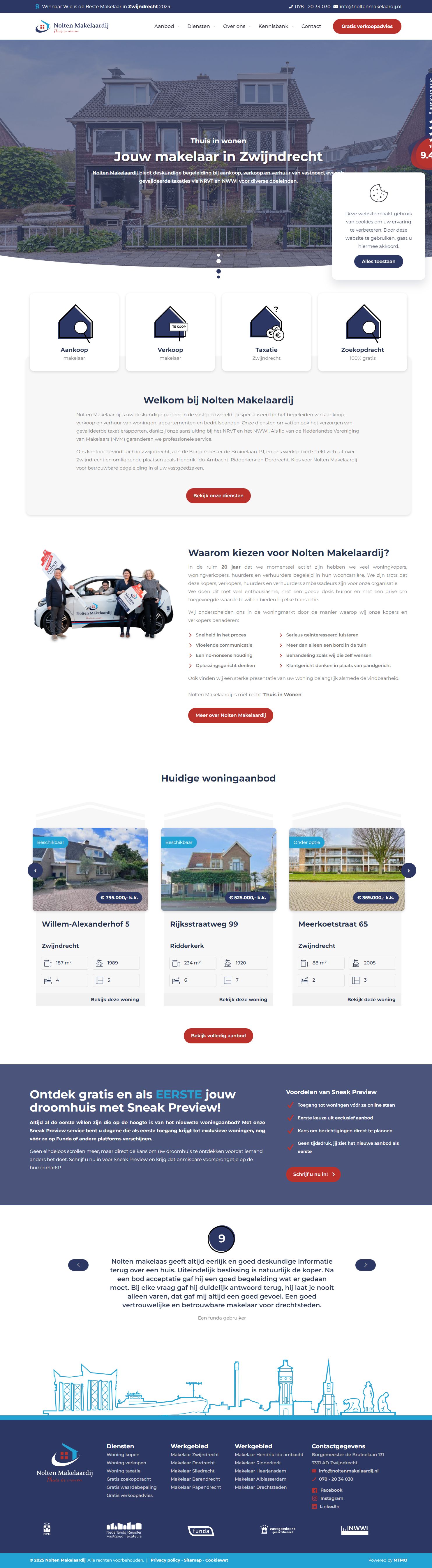 Screenshot van de website van www.noltenmakelaardij.nl