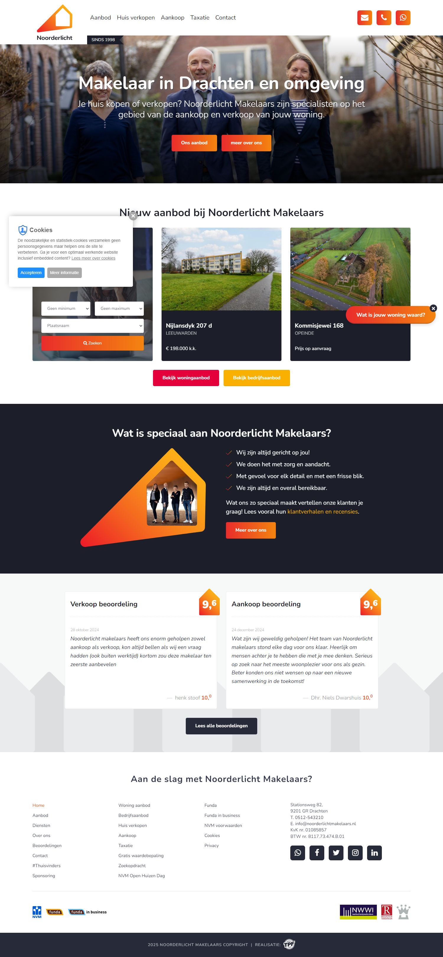 Screenshot van de website van www.noorderlichtmakelaars.nl