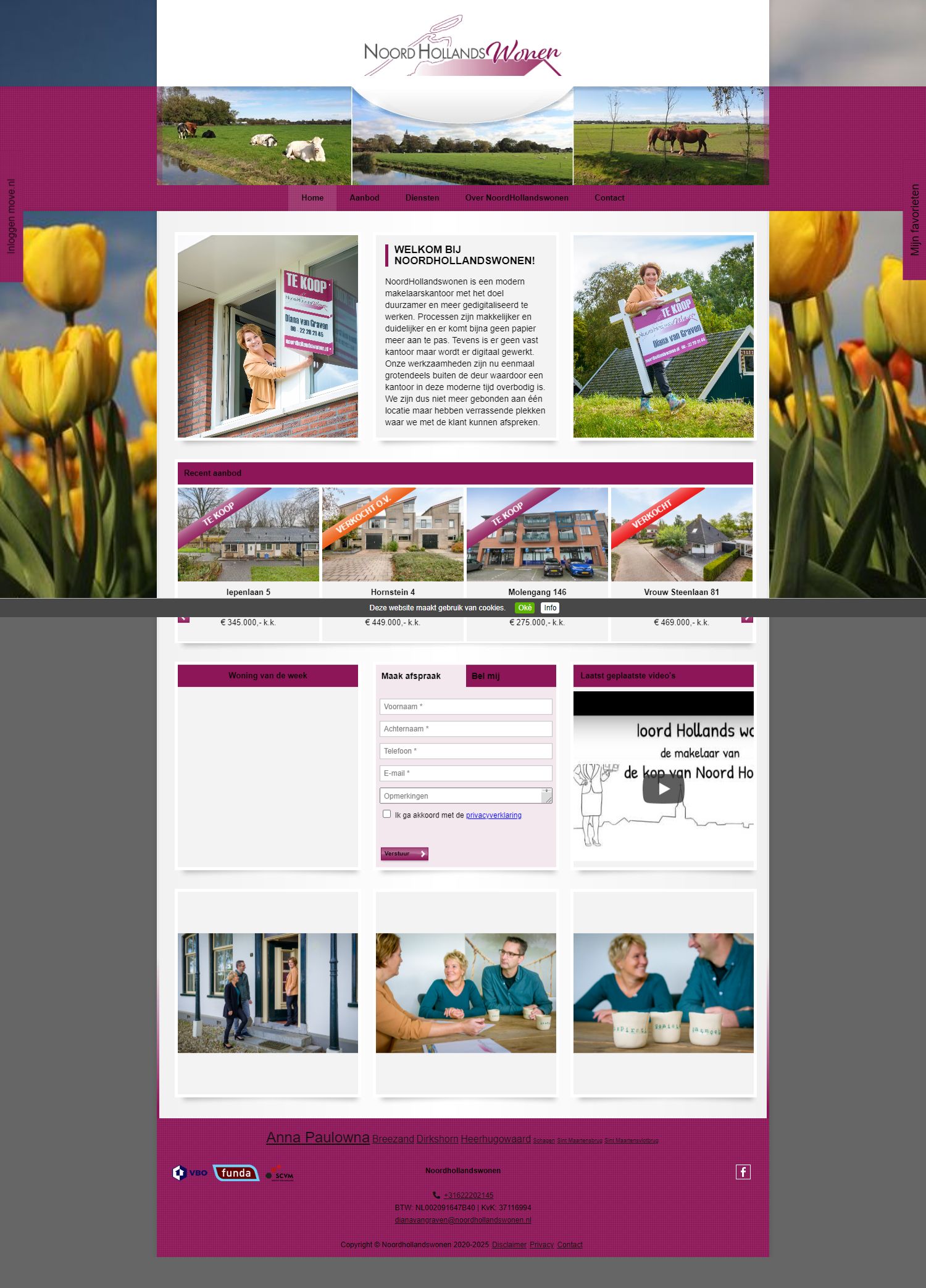 Screenshot van de website van www.noordhollandswonen.nl