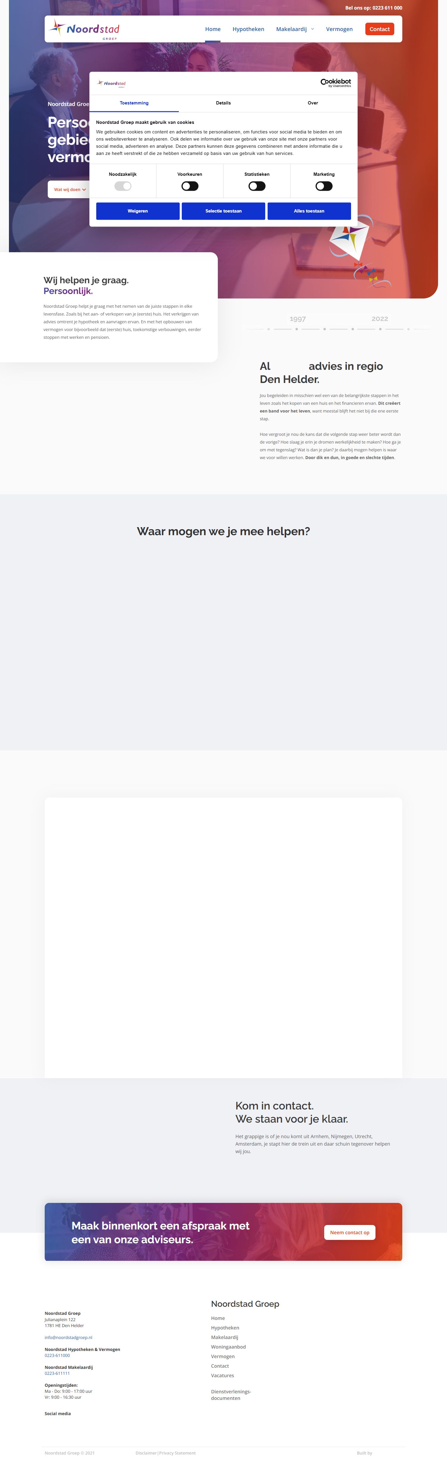 Screenshot of the website of www.noordstadgroep.nl