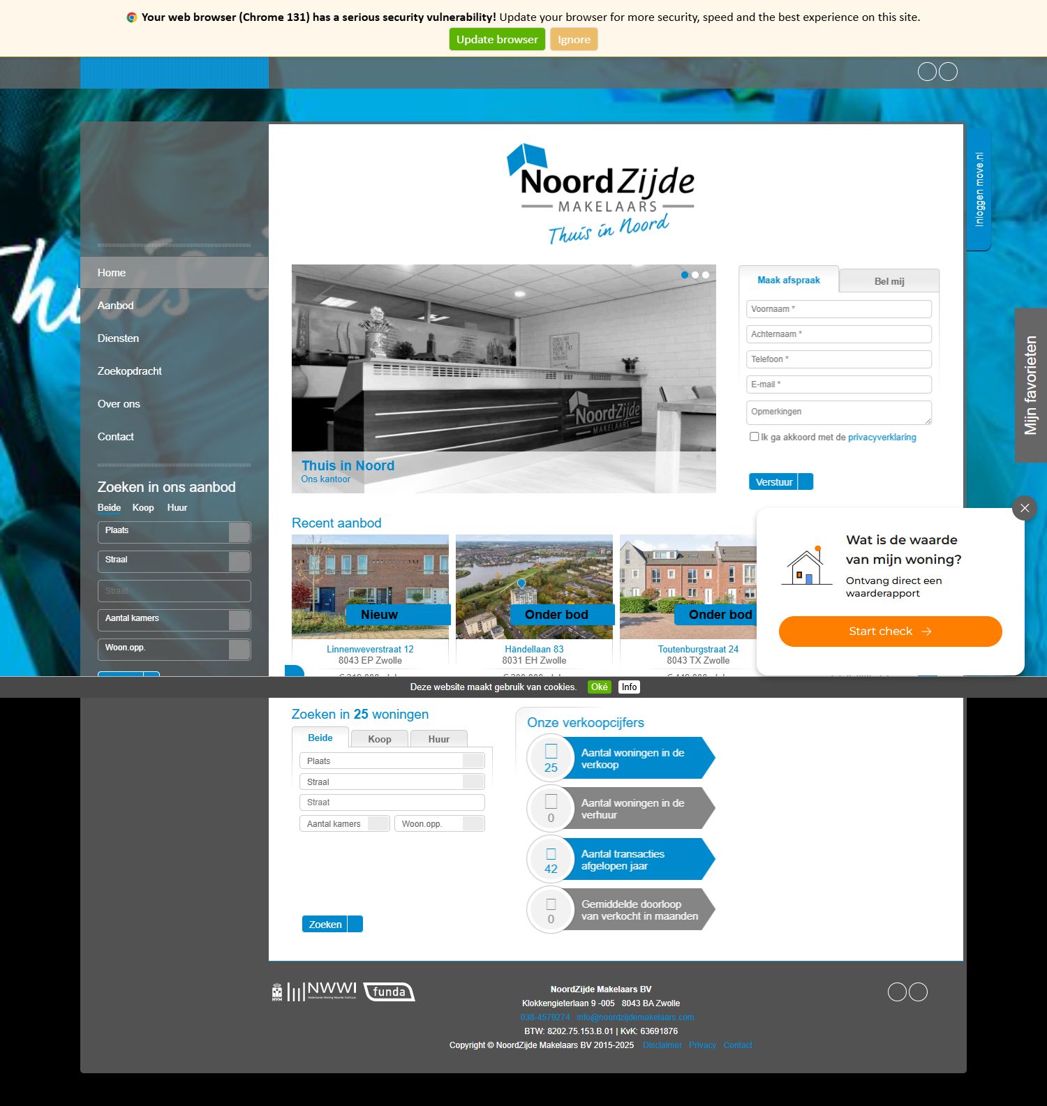 Capture d'écran du site web de www.noordzijdemakelaars.com