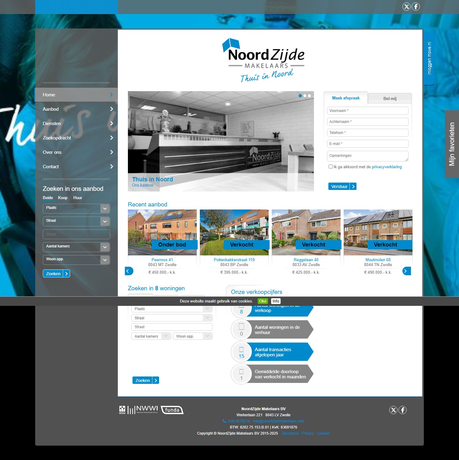Screenshot van de website van www.noordzijdemakelaars.com