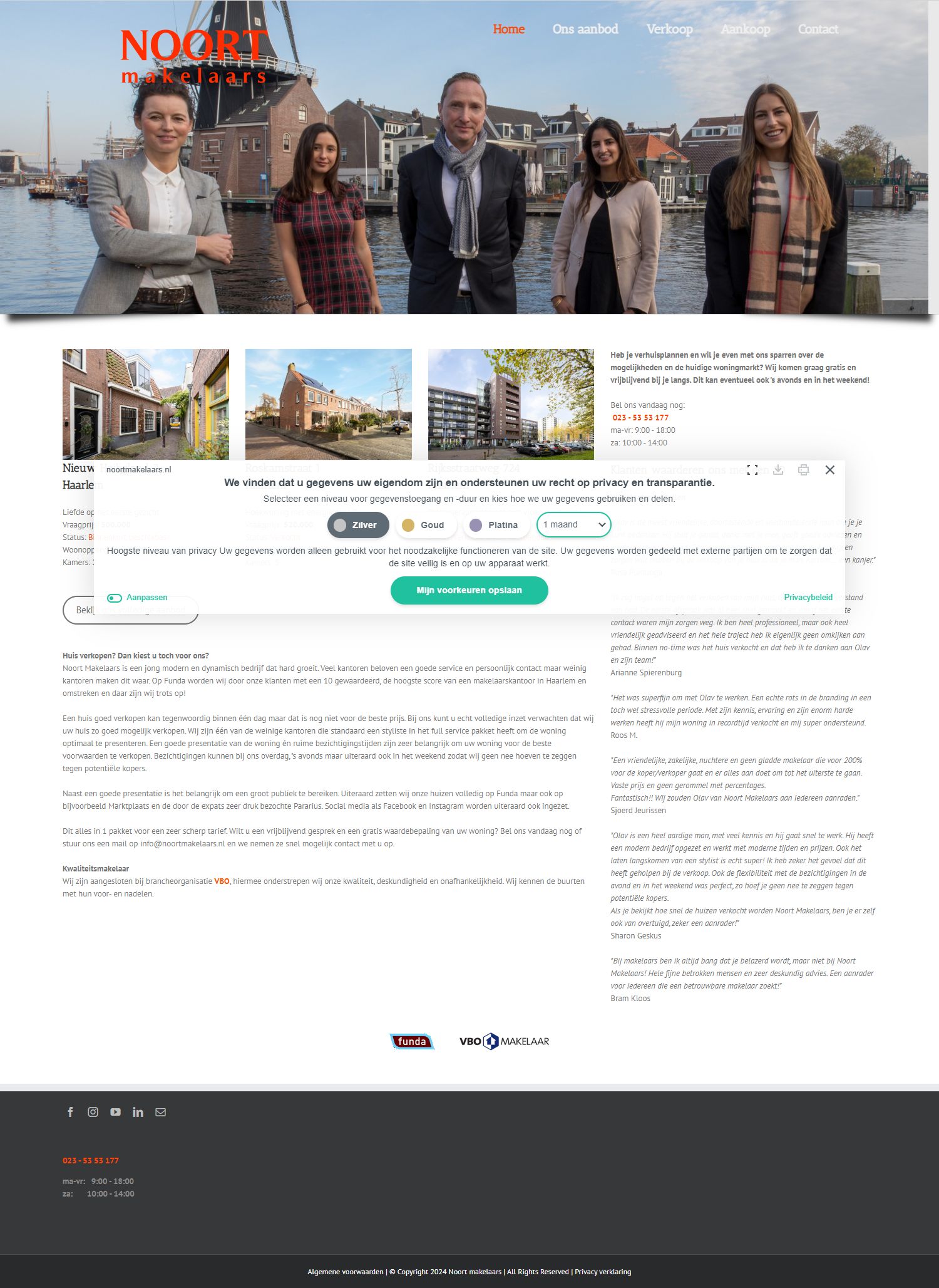 Screenshot van de website van www.noortmakelaars.nl