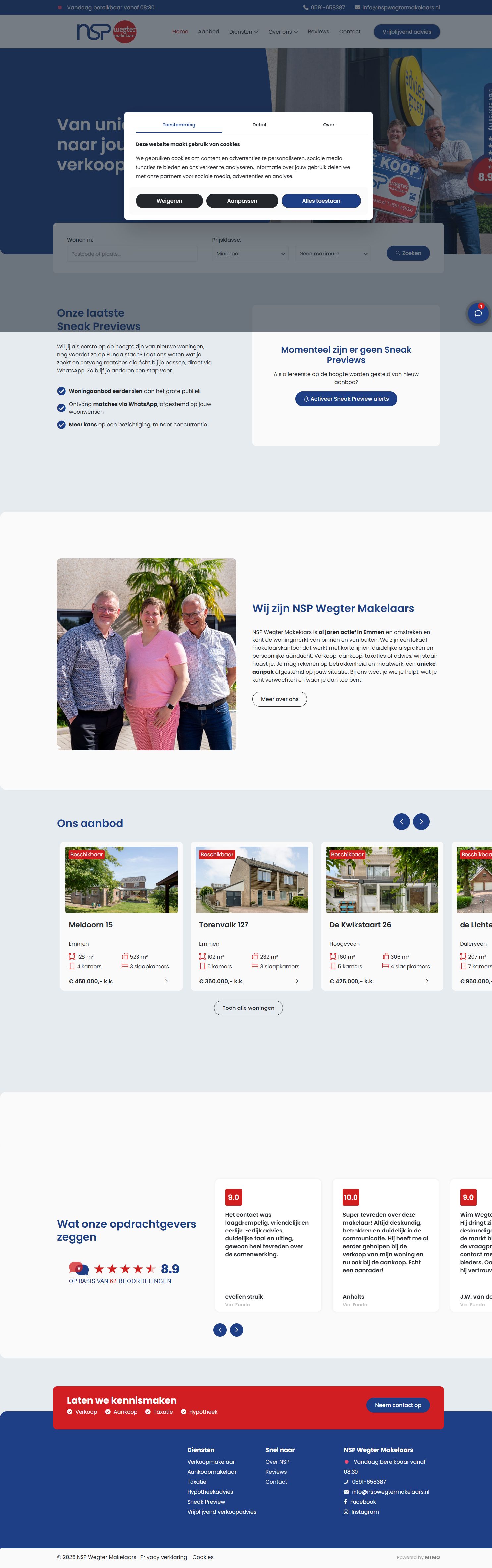 Capture d'écran du site web de www.nspwegtermakelaars.nl