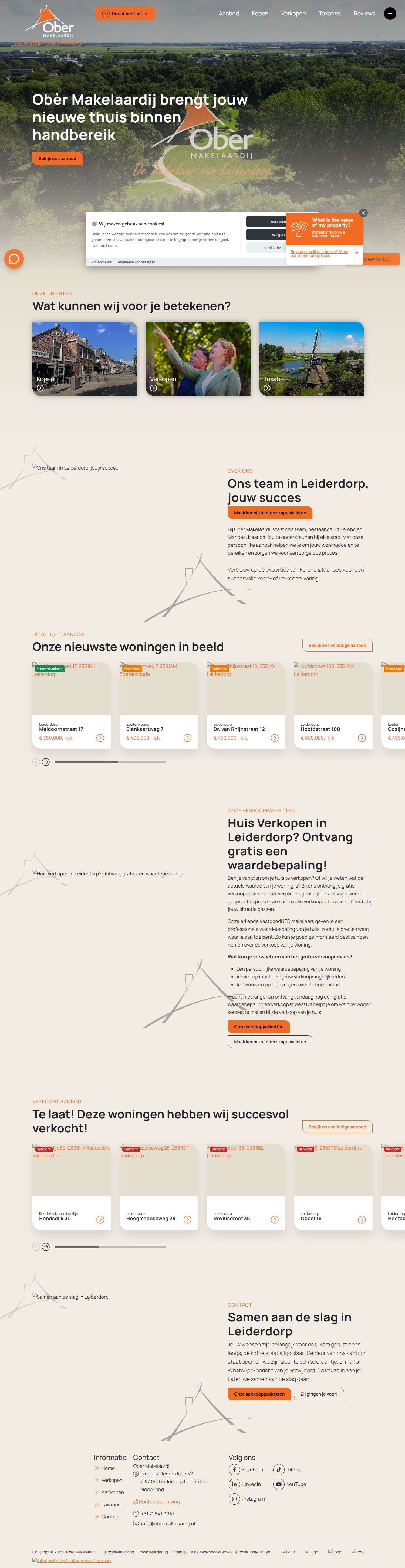 Screenshot of the website of www.obermakelaardij.nl