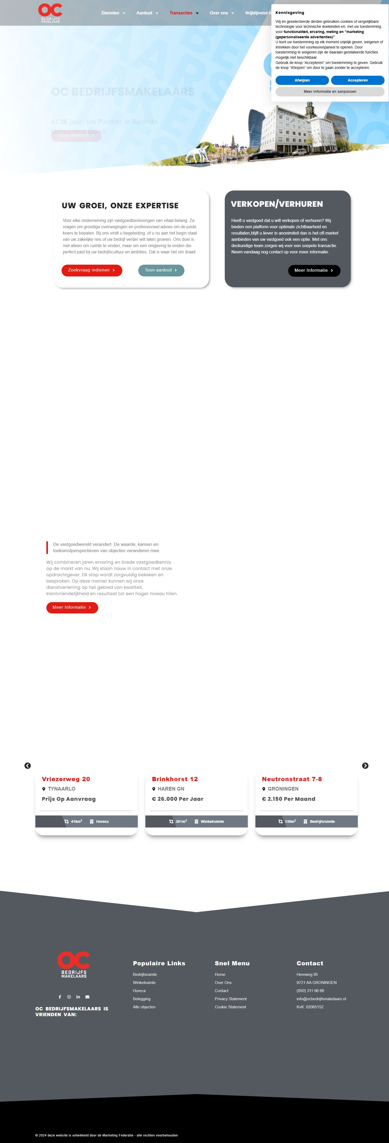 Screenshot of the website of www.ocbedrijfsmakelaars.nl