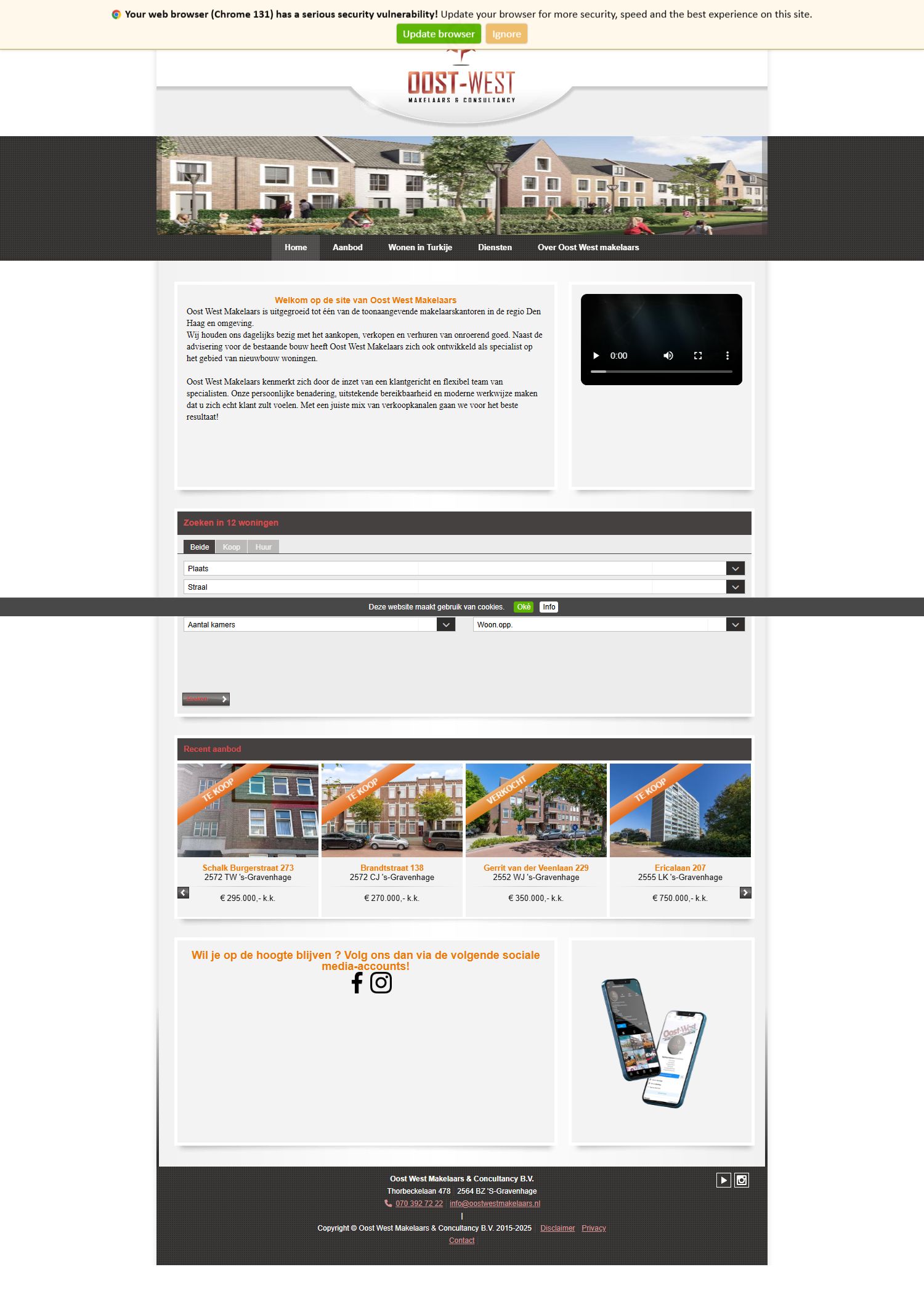 Capture d'écran du site web de www.oostwestmakelaars.nl
