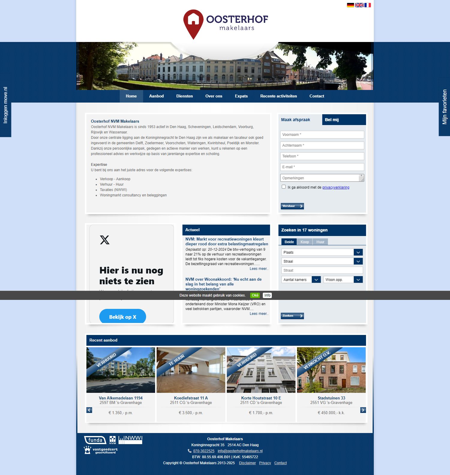 Screenshot van de website van www.oosterhofmakelaars.nl