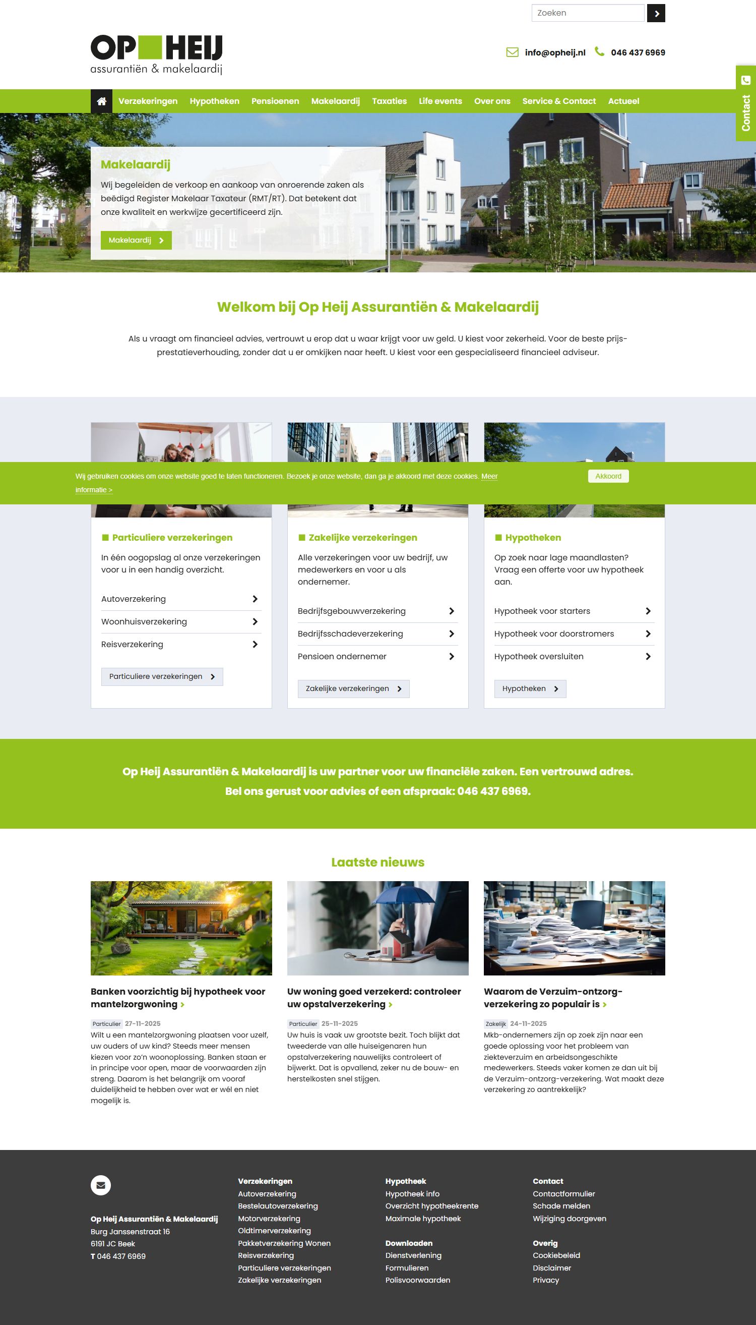 Capture d'écran du site web de www.opheij.nl
