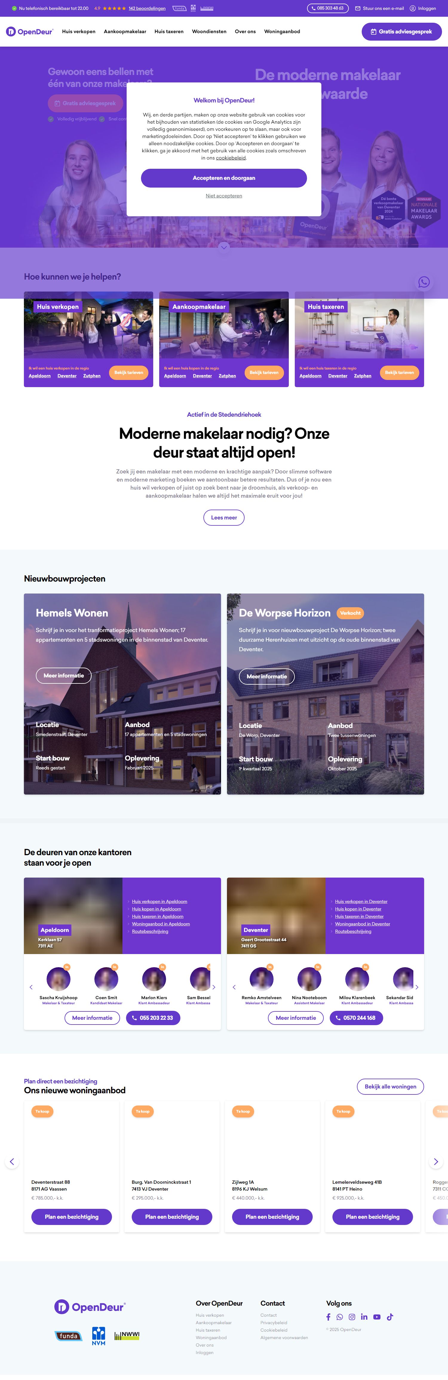Screenshot van de website van www.opendeur.nl