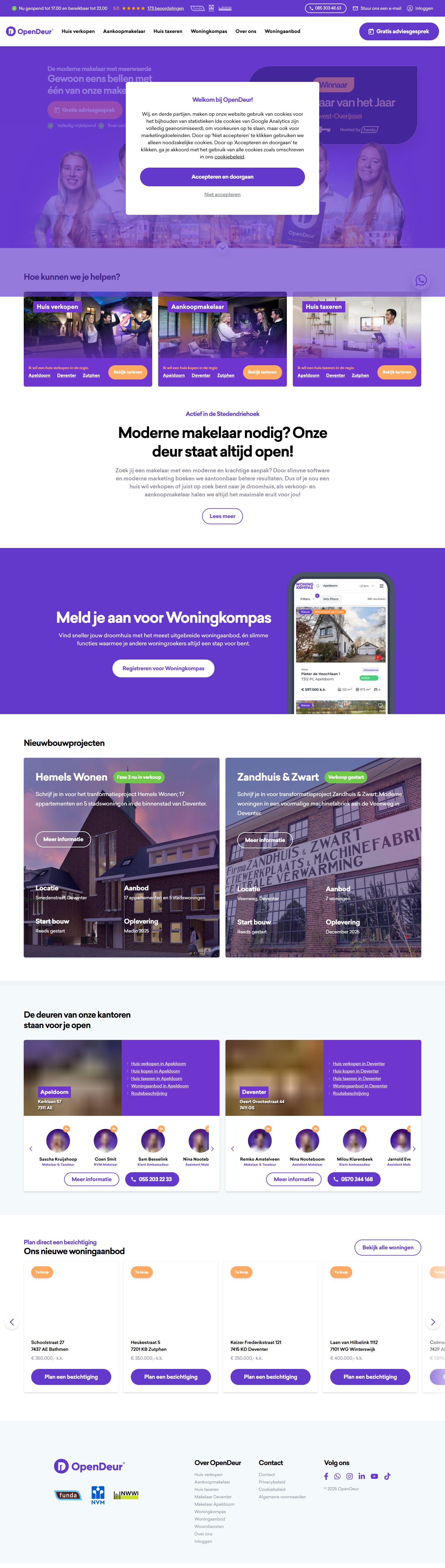 Screenshot van de website van www.opendeur.nl