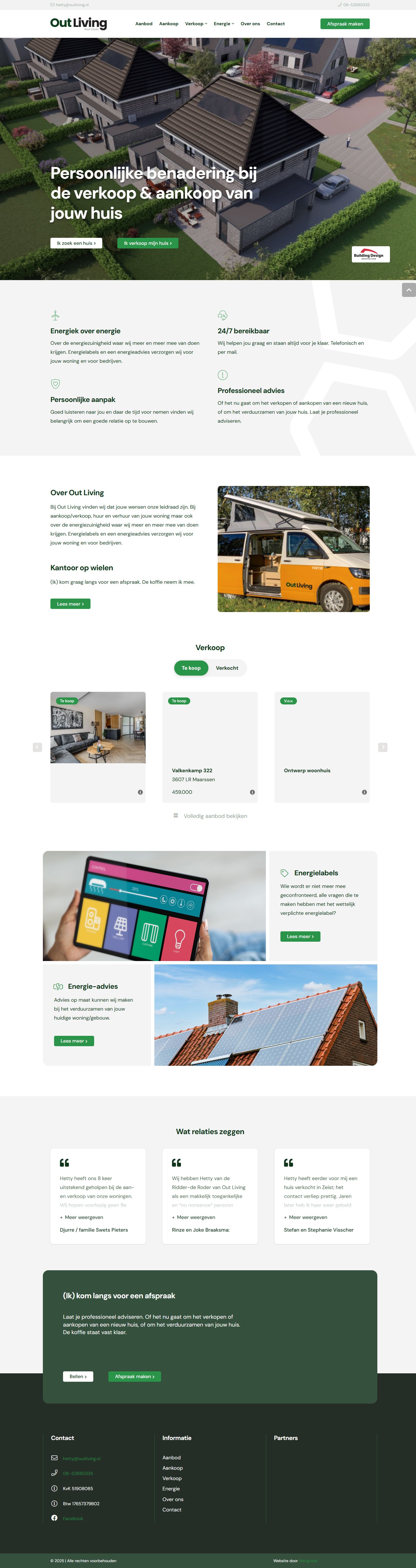 Screenshot van de website van www.outliving.nl