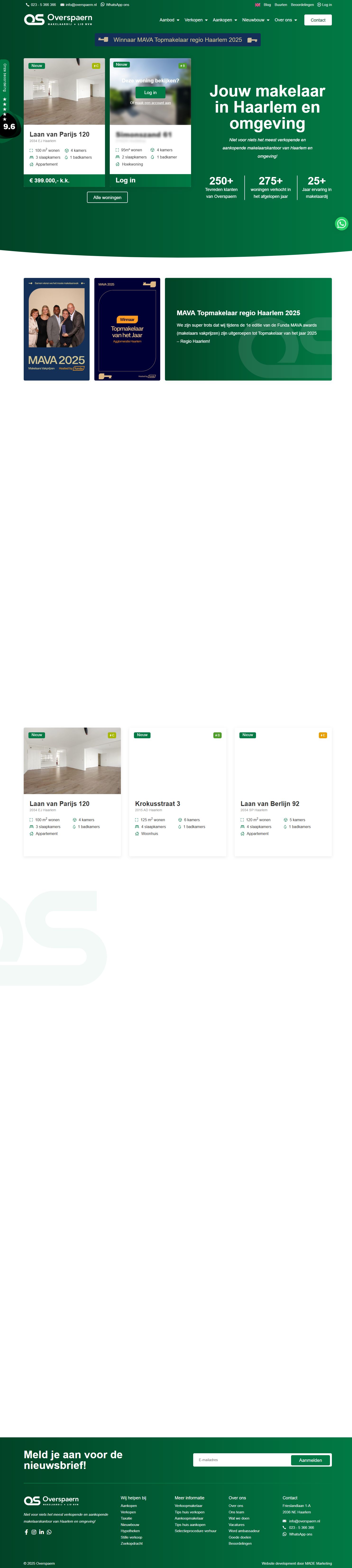 Screenshot van de website van www.overspaern.nl