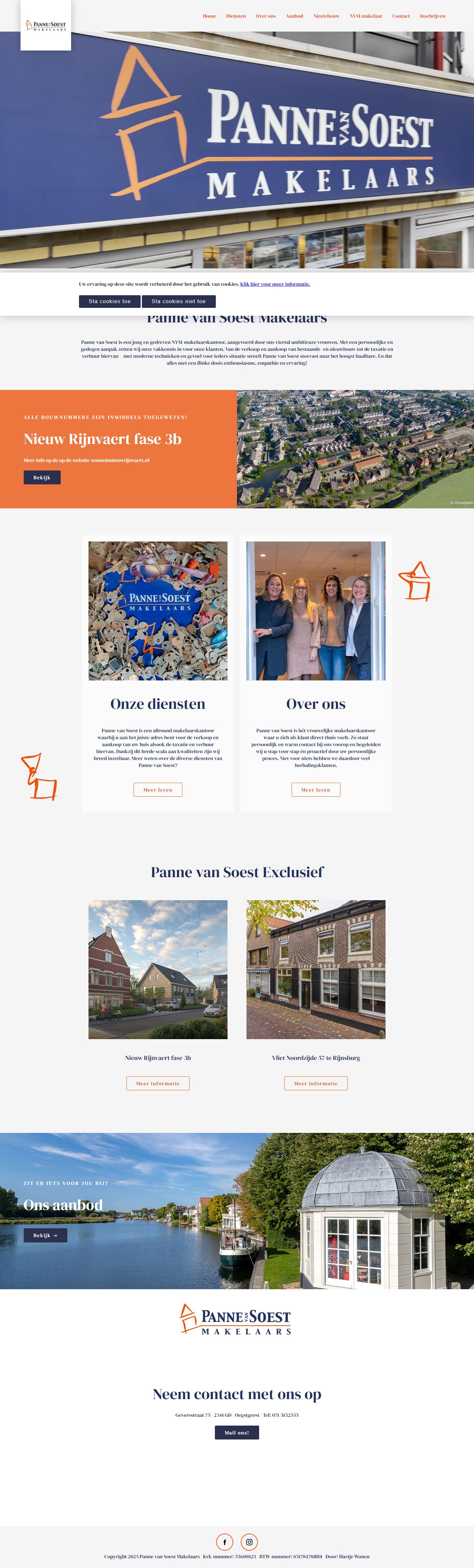 Screenshot van de website van www.pannevansoest.nl