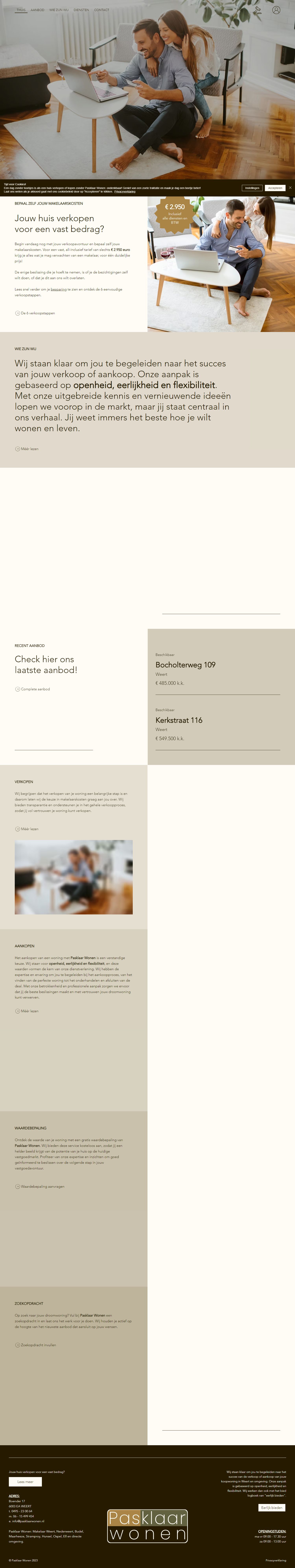 Screenshot van de website van www.pasklaarwonen.nl