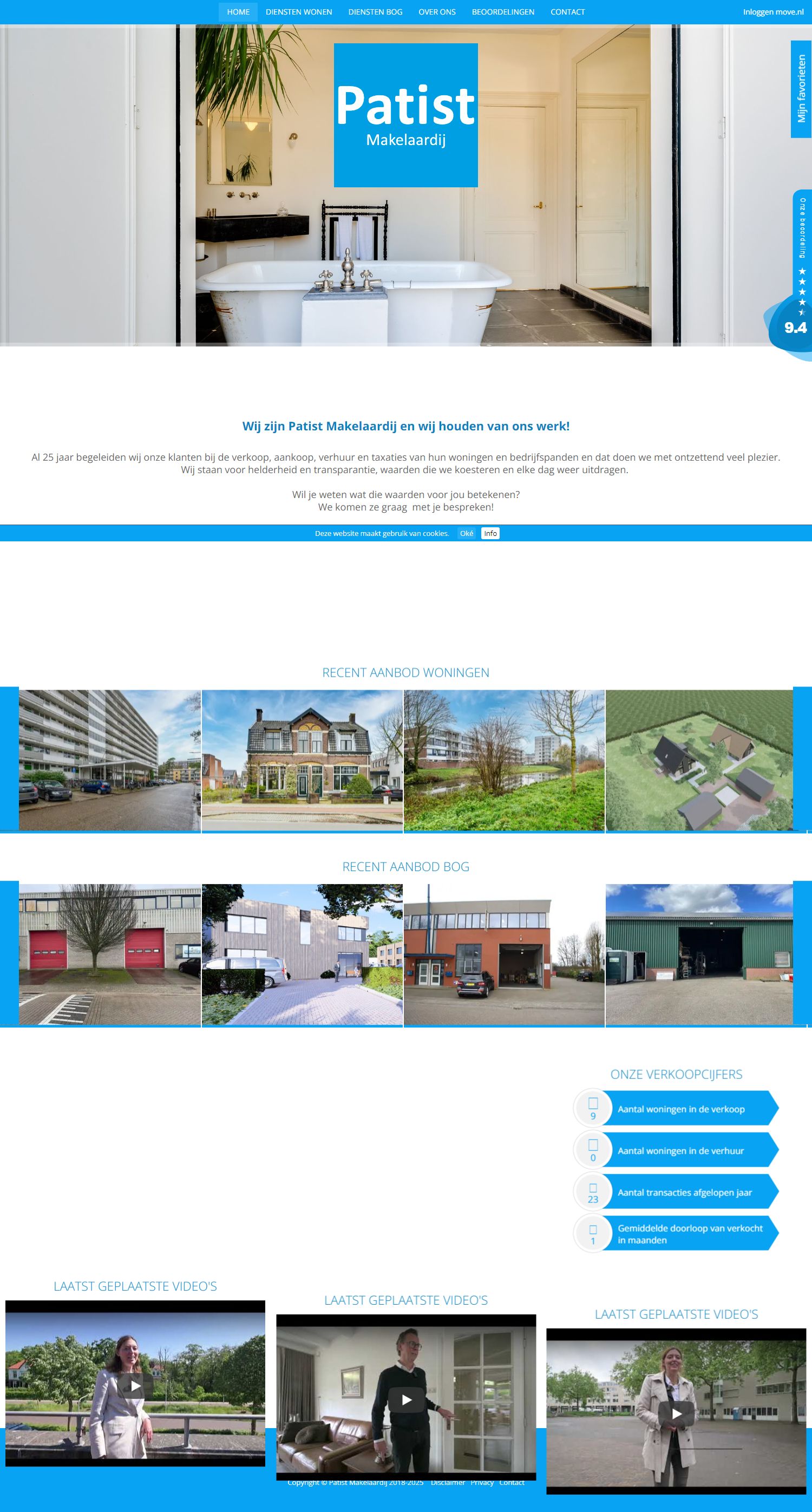 Screenshot van de website van www.patistmakelaardij.nl