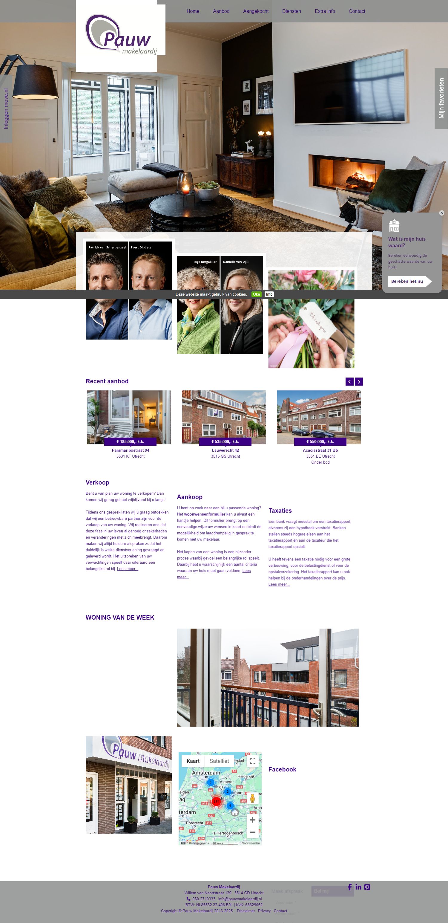 Screenshot van de website van www.pauwmakelaardij.nl