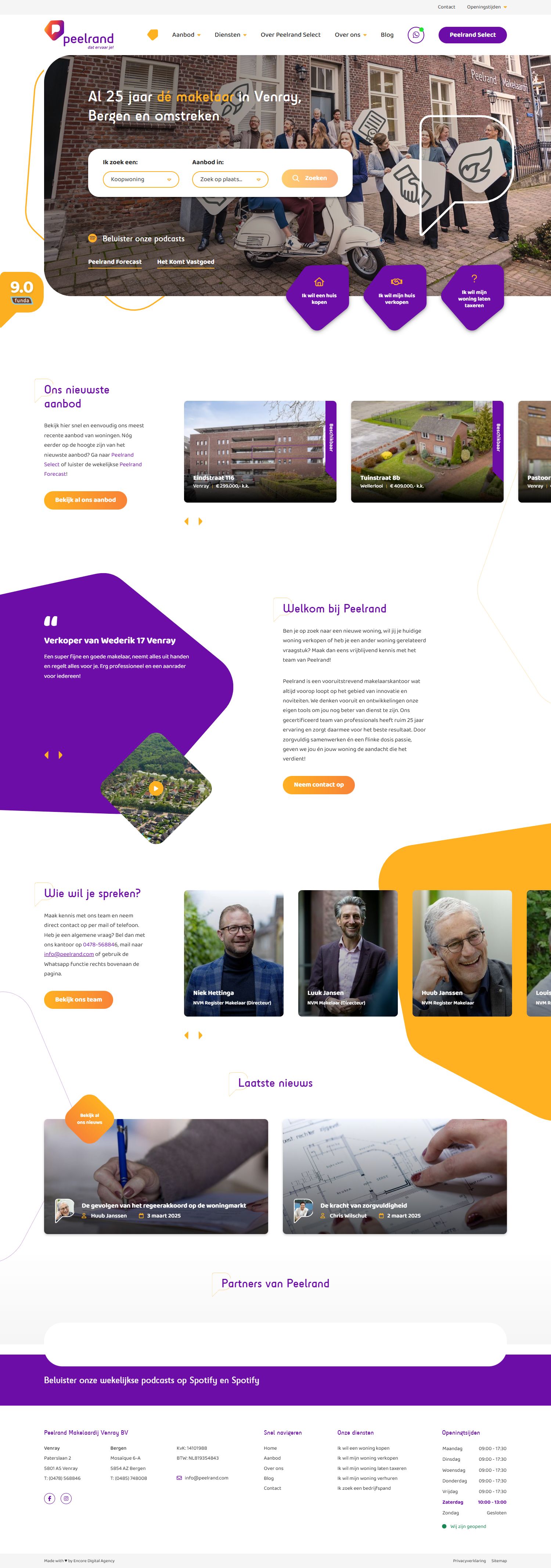 Screenshot van de website van www.peelrand.com