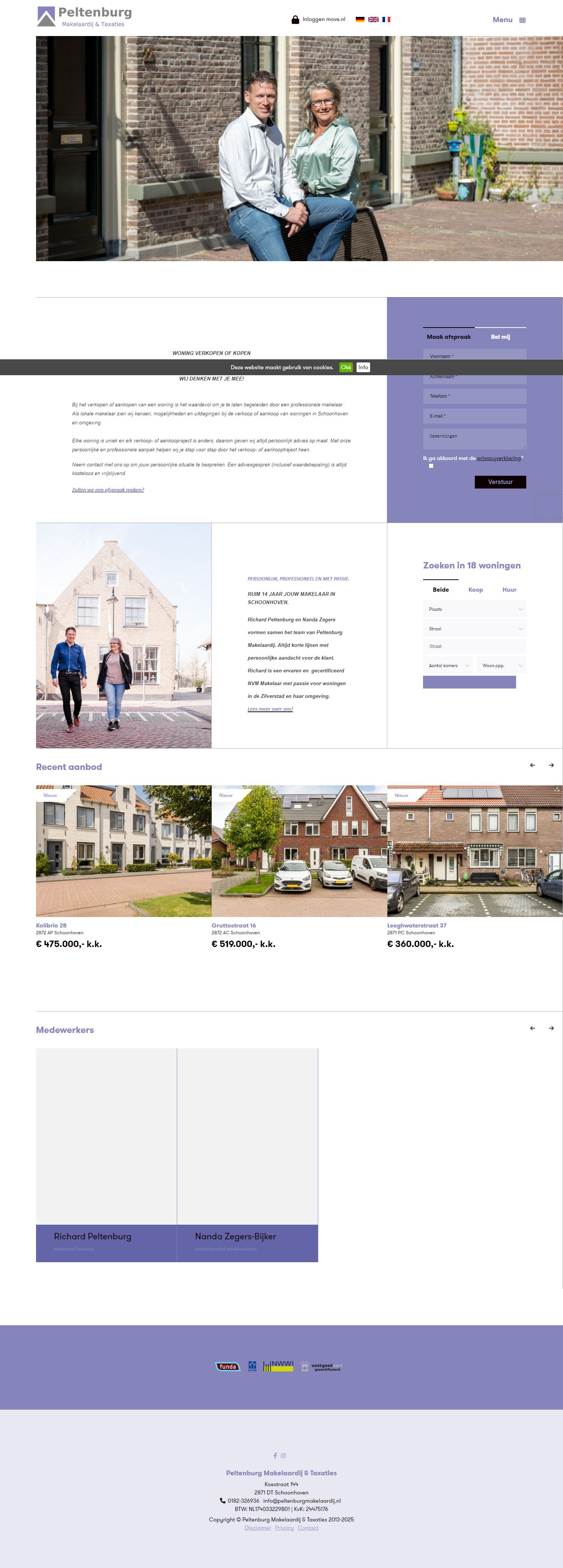 Screenshot van de website van www.peltenburgmakelaardij.nl