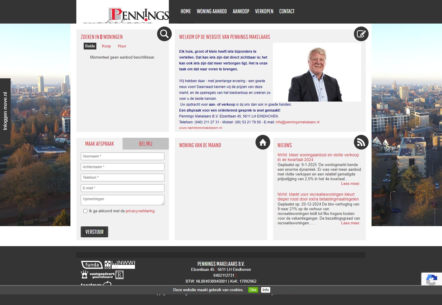 Screenshot van de website van www.penningsmakelaars.nl