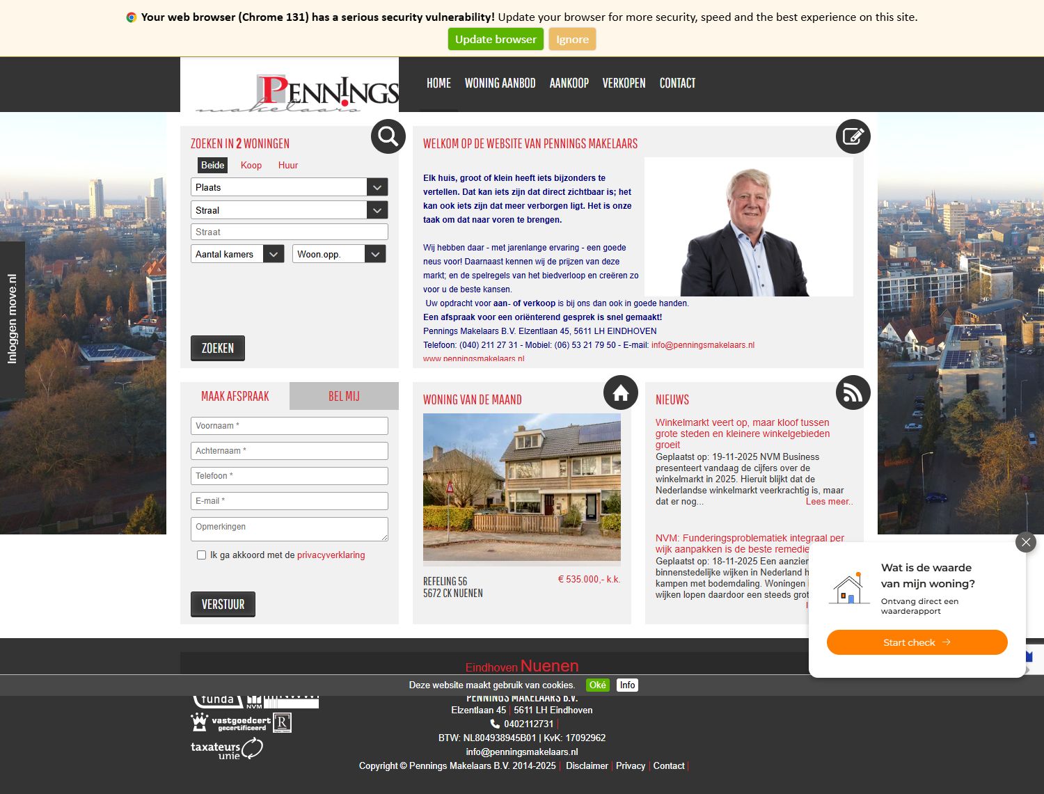 Capture d'écran du site web de www.penningsmakelaars.nl