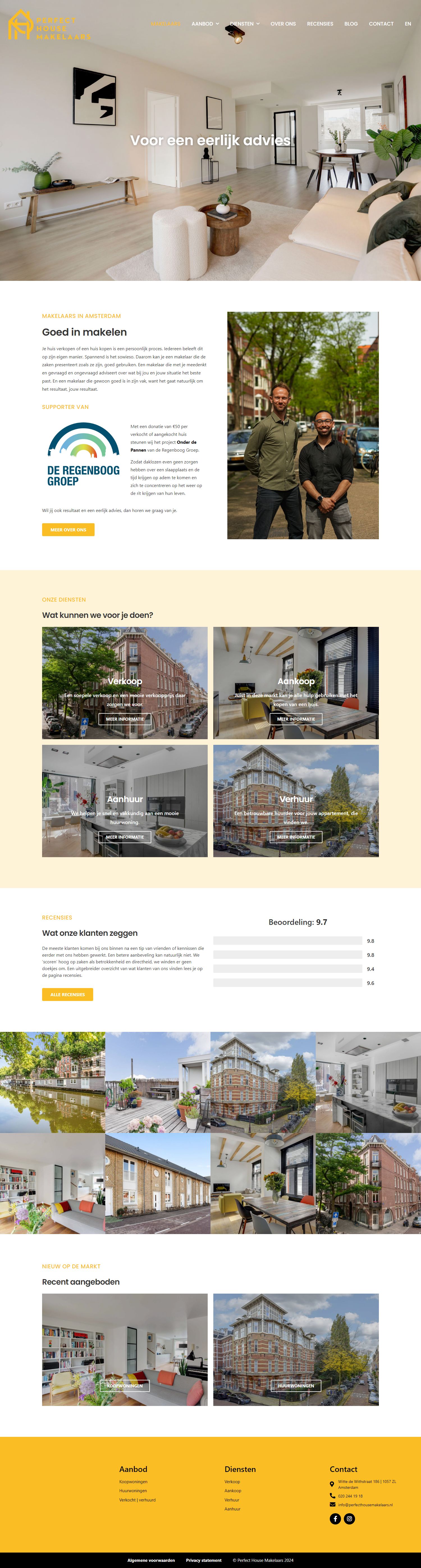 Screenshot van de website van www.perfecthousemakelaars.nl