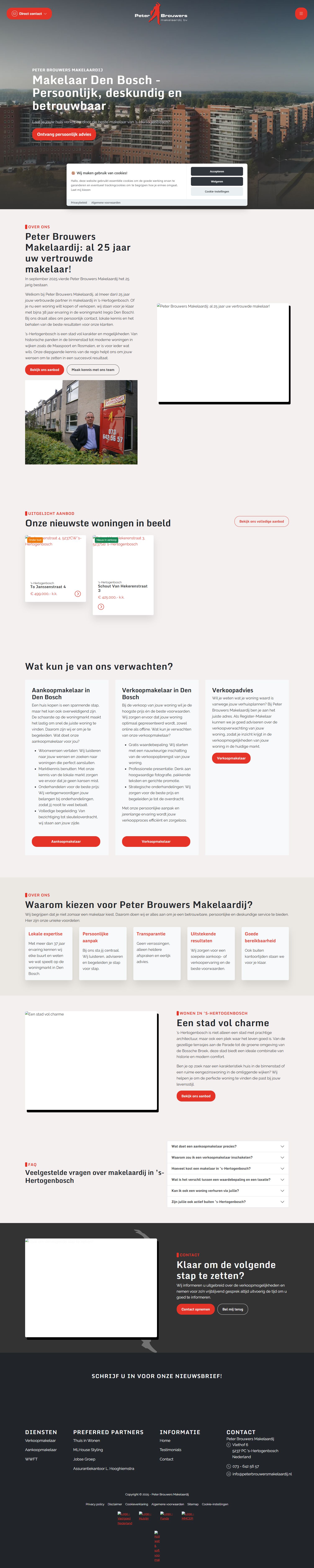 Screenshot van de website van www.peterbrouwersmakelaardij.nl