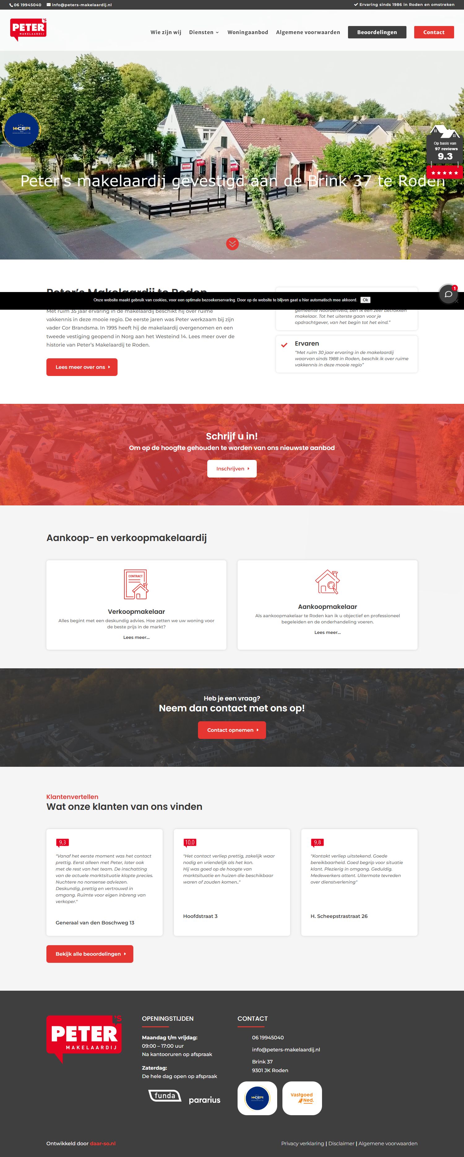 Screenshot of the website of www.peters-makelaardij.nl