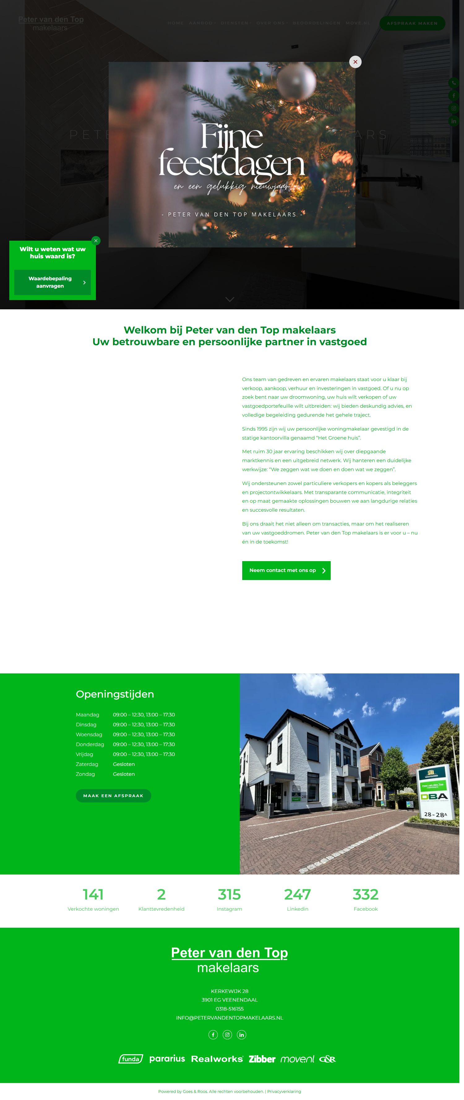 Screenshot van de website van www.petervandentop-makelaardij.nl