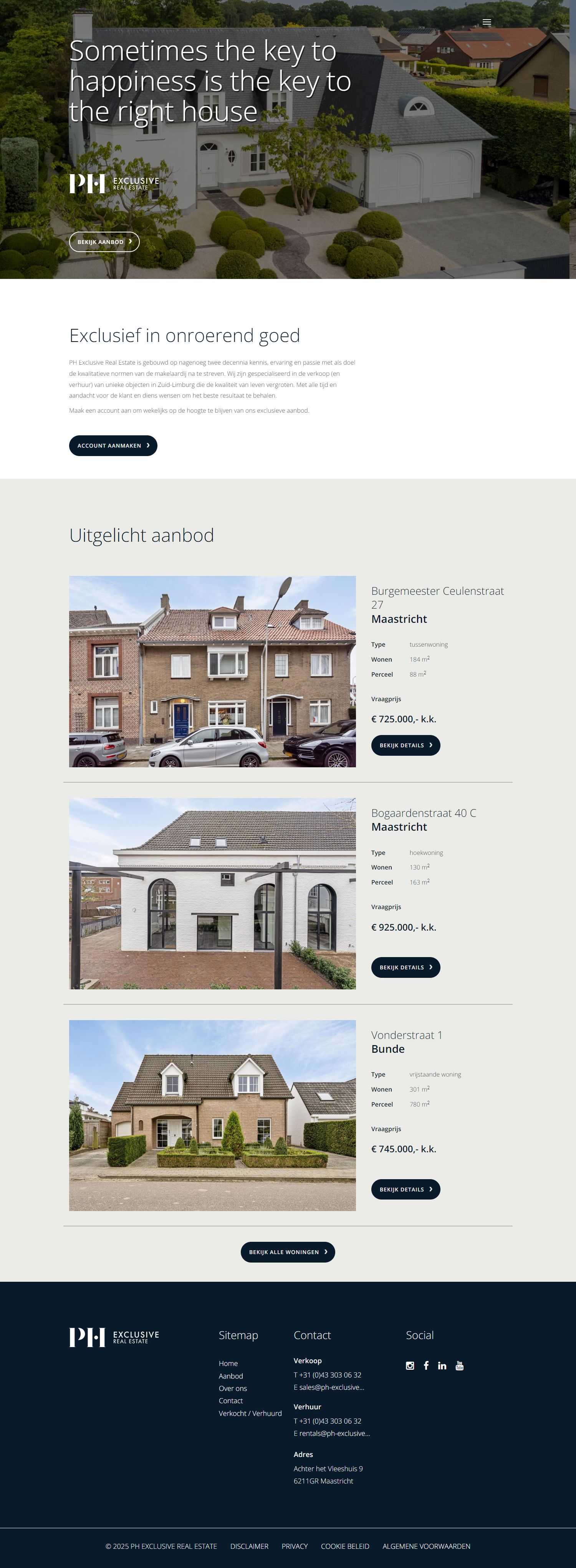 Screenshot van de website van www.ph-exclusiverealestate.com