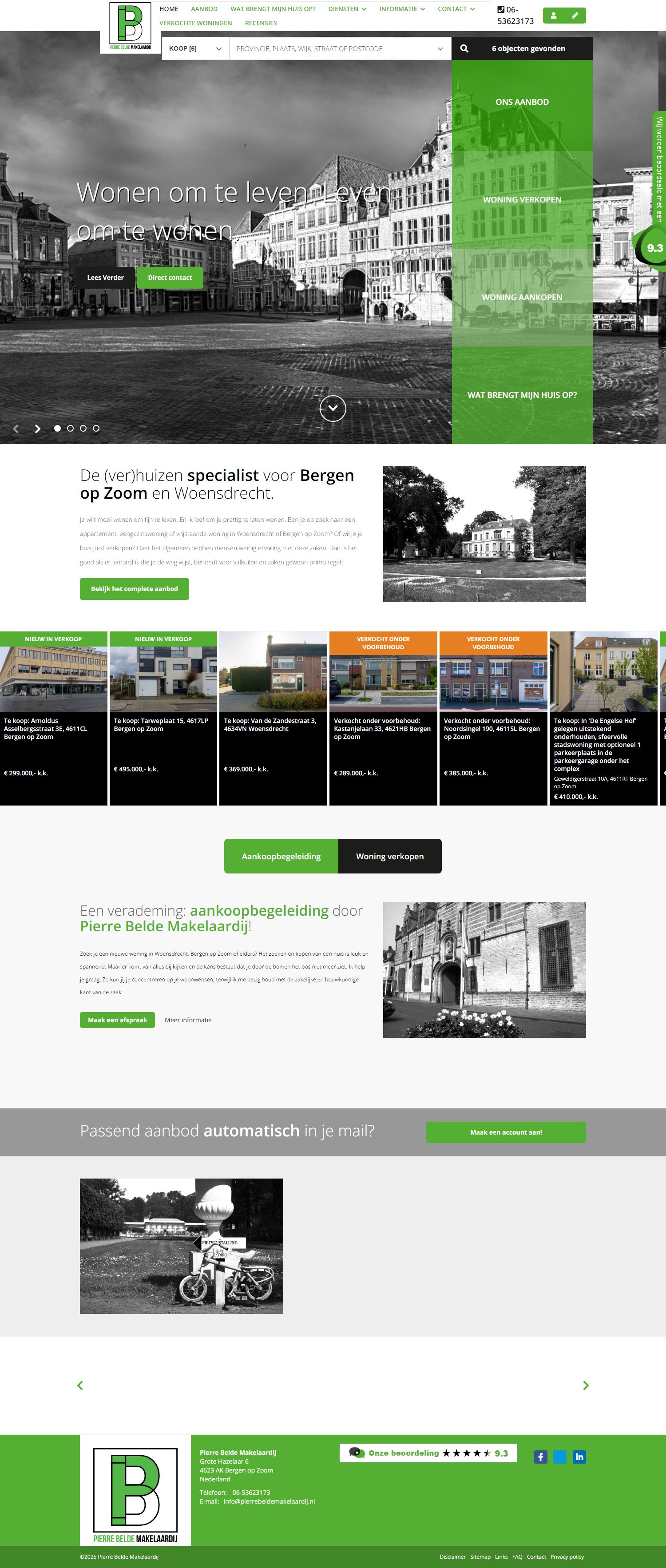 Screenshot van de website van www.pierrebeldemakelaardij.nl